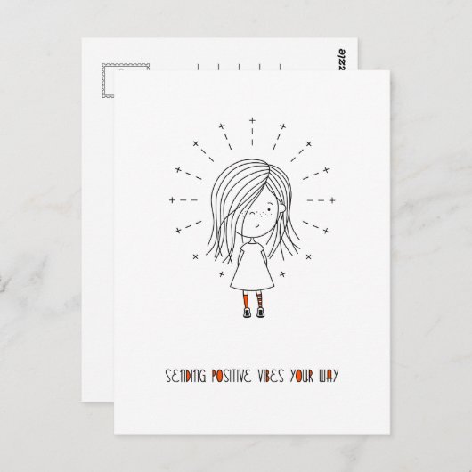 Positive Vibes Your Way Niedlich Girl senden Postkarte (Vorne/Hinten)