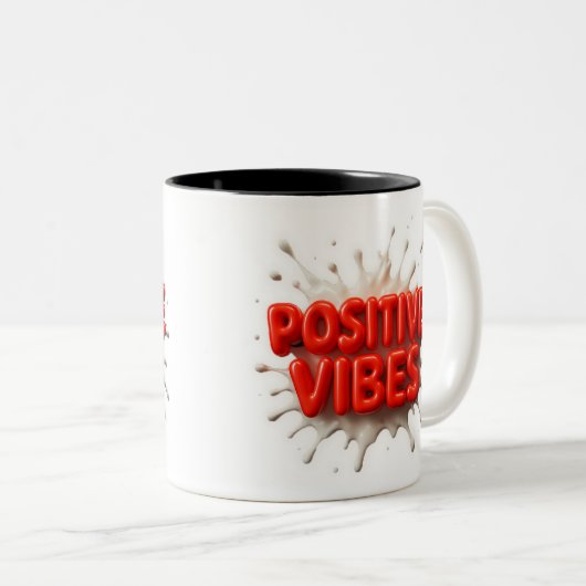 Positive Vibes Zweifarbige Tasse (VorderseiteRechts)