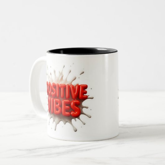Positive Vibes Zweifarbige Tasse (Vorderseite Links)