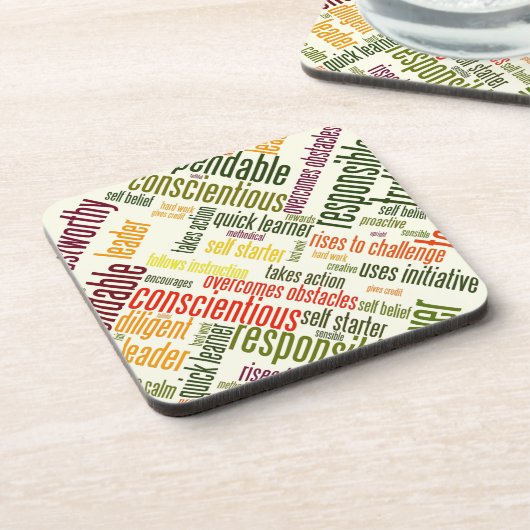 Positive Werte für motivierend Wörter #4 Getränkeuntersetzer (Linke Seite)