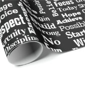 Positive Word Cloud auf schwarz Geschenkpapier (Rolleneckpunkt)