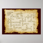 POSITIVE WORTE 3D Goldener Text auf Pergament-Plak Poster (Vorne)