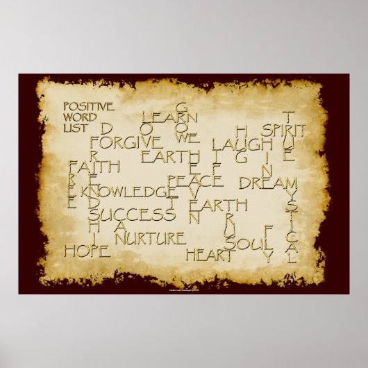 POSITIVE WORTE 3D Goldener Text auf Pergament-Plak Poster (Vorne)