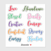 Positive Worte Aufkleber (Blatt)