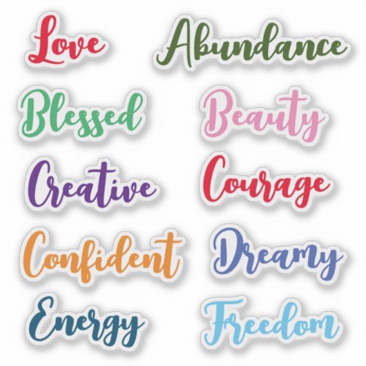 Positive Worte Aufkleber (Vorderseite)