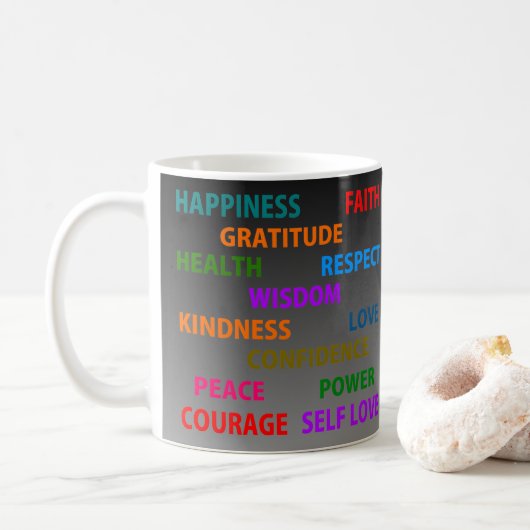 Positive Worte Kaffeetasse (Mit Donut)