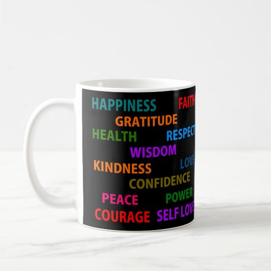 Positive Worte Kaffeetasse (Links)