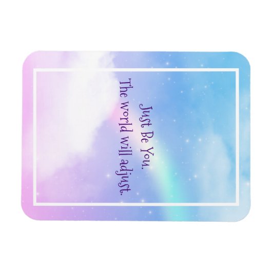 Positive Worte mit pastellfarbenen Wolken und eine Magnet (Horizontal)