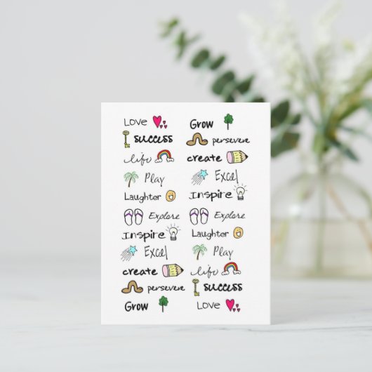 Positive Worte Postkarten (Stehend Vorderseite)