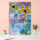 *~* Positive Wörter LEUCHTEN Doodle-Blumen Acrylschild (Hochzeit)