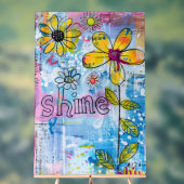*~* Positive Wörter LEUCHTEN Doodle-Blumen Acrylschild (Neutral)