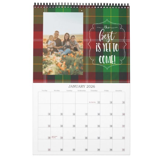 Positive Zitate Foto-Kalender Tartan kariert Kalender (Jan 2026)