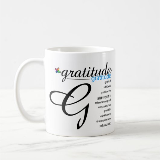 PositivEnergy Dankbarkeits-Tasse Kaffeetasse (Links)