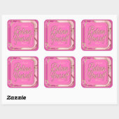 Positiver Affirmative Pink Gold Marble Glitzer Quadratischer Aufkleber (Blatt)