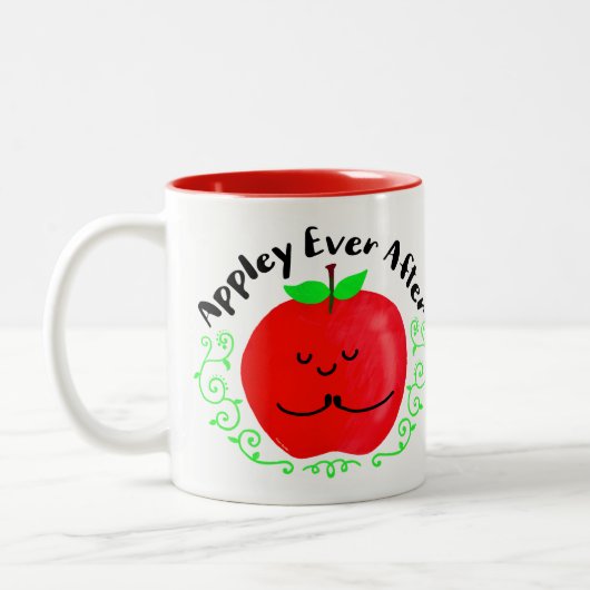 Positiver Apple Pun - Appley immer nach Zweifarbige Tasse (Links)