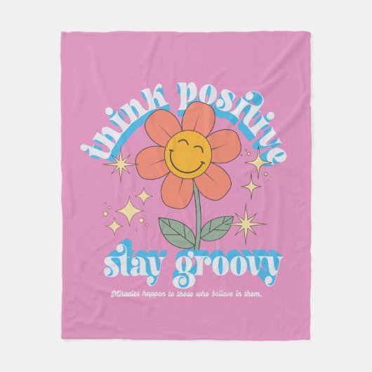 Positiver Bleibe Groovy Slogan Fleecedecke (Vorderseite)