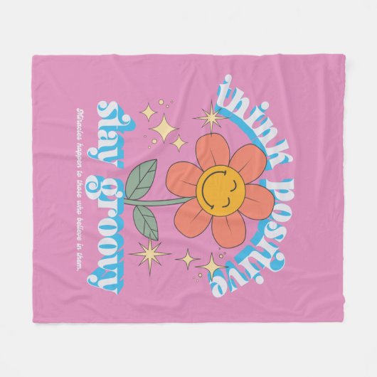 Positiver Bleibe Groovy Slogan Fleecedecke (Vorderseite (Horizontal))