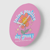 Positiver Bleibe Groovy Slogan Große Wanduhr (Winkel)