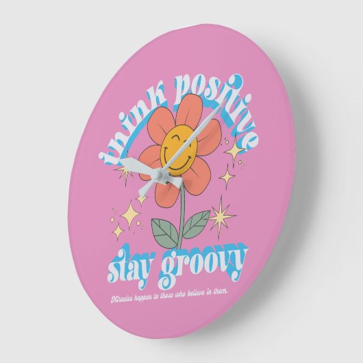 Positiver Bleibe Groovy Slogan Große Wanduhr (Winkel)