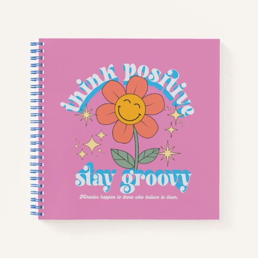 Positiver Bleibe Groovy Slogan Notizblock (Vorderseite)