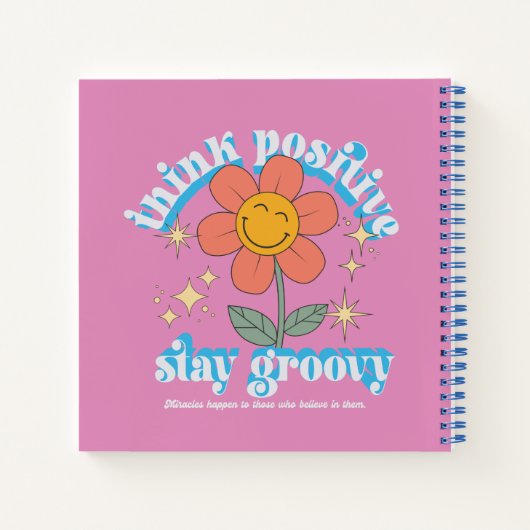 Positiver Bleibe Groovy Slogan Notizblock (Rückseite)