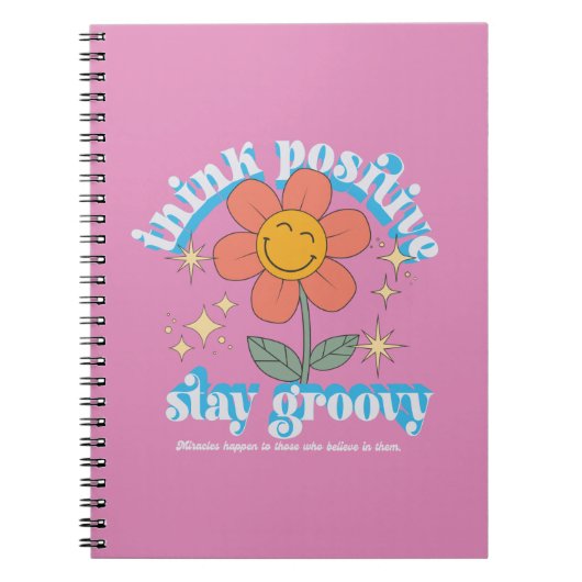 Positiver Bleibe Groovy Slogan Notizblock (Vorderseite)