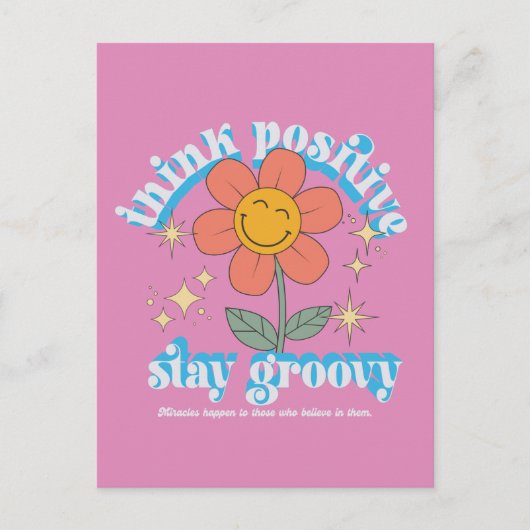 Positiver Bleibe Groovy Slogan Postkarte (Vorderseite)