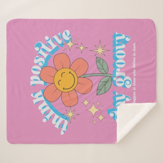 Positiver Bleibe Groovy Slogan Sherpadecke (Vorderseite (Horizontal))