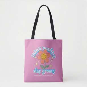 Positiver Bleibe Groovy Slogan Tasche