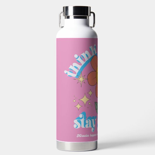 Positiver Bleibe Groovy Slogan Trinkflasche (Vorderseite)
