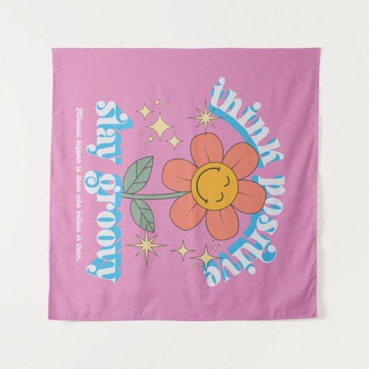 Positiver Bleibe Groovy Slogan Wandteppich (Vorderseite (Horizontal))