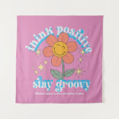 Positiver Bleibe Groovy Slogan Wandteppich (Vorderseite)