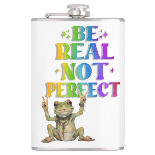 Positiver Boho-Frosch Hippie Flachmann (Vorderseite)