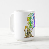 Positiver Boho-Frosch Hippie Kaffeetasse (Vorderseite Links)