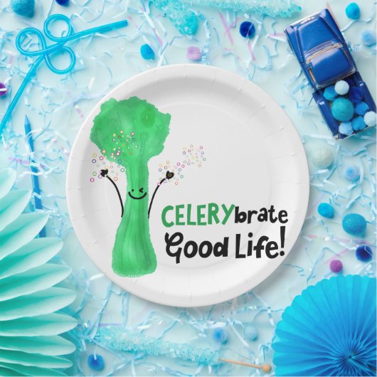 Positiver Celery Pun - Celerybrate Good Life Pappteller (Party)