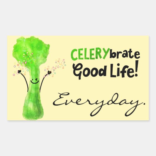 Positiver Celery Pun - Celerybrate Good Life Rechteckiger Aufkleber (Vorderseite)