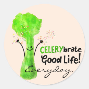 Positiver Celery Pun - Celerybrate Good Life Runder Aufkleber