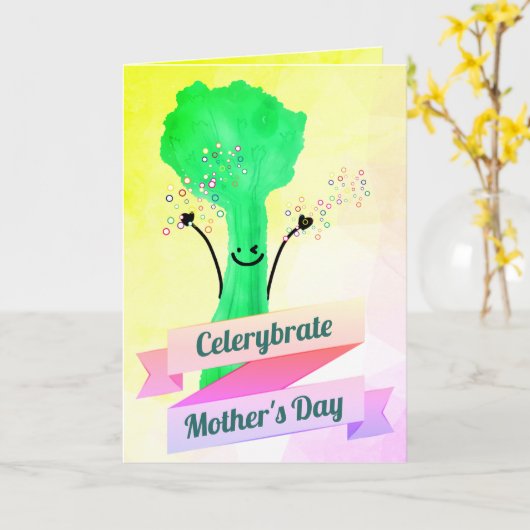 Positiver Celery Pun - Muttertag Celerybrate Karte (Gelbe Blume)
