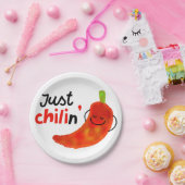 Positiver Chili Pfeffer Pun - Just Chilin Pappteller (Party)