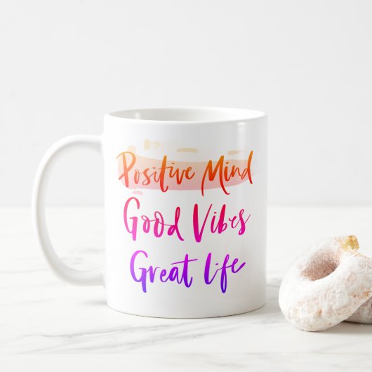 Positiver Geist. Gute Vibes. Großartiges Leben Kaffeetasse (Mit Donut)