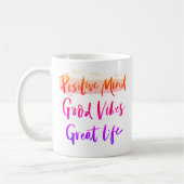 Positiver Geist. Gute Vibes. Großartiges Leben Kaffeetasse (Links)