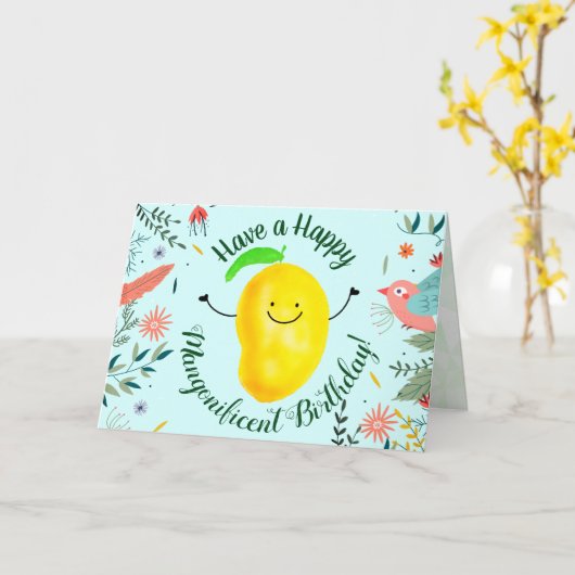 Positiver Mango Pun - haben Sie einen mangonificen Karte (Gelbe Blume)