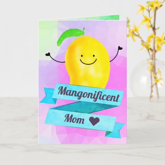 Positiver Mango Pun - Mangonificent Mama Karte (Gelbe Blume)
