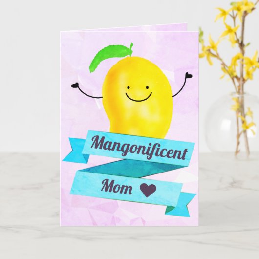 Positiver Mango Pun - Mangonificent Mama Karte (Gelbe Blume)