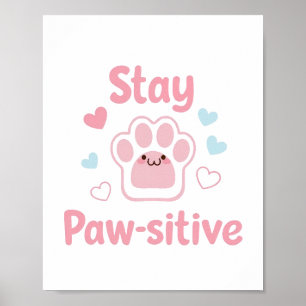 Positiver Pfotenabdruck mit Herzen Poster