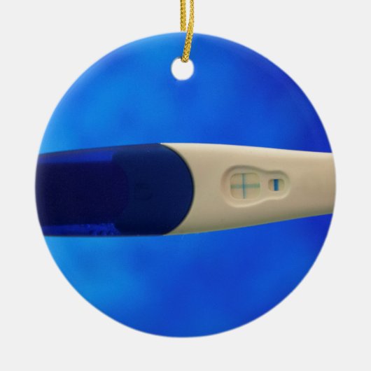 Positiver Schwangerschaftstest Keramikornament (Vorne)