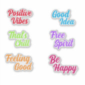 Positiver Spaß farbenfrohe Retro Typografie Aufkleber (Vorderseite)
