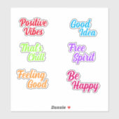 Positiver Spaß farbenfrohe Retro Typografie Aufkleber (Blatt)