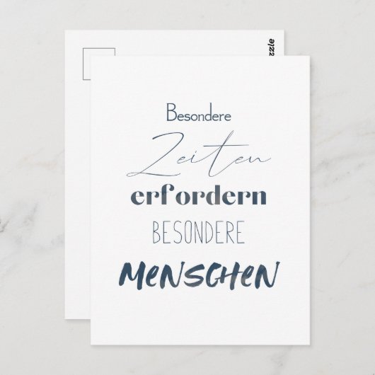 Positiver Spruch Zitat auf einer Postkarte (Vorne/Hinten)