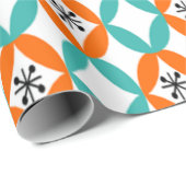 Positiver und negativer Raum - Orange und Aquamari Geschenkpapier (Rolleneckpunkt)